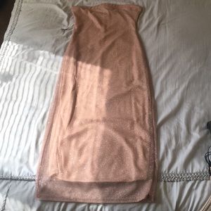 Rose gold strapless dress